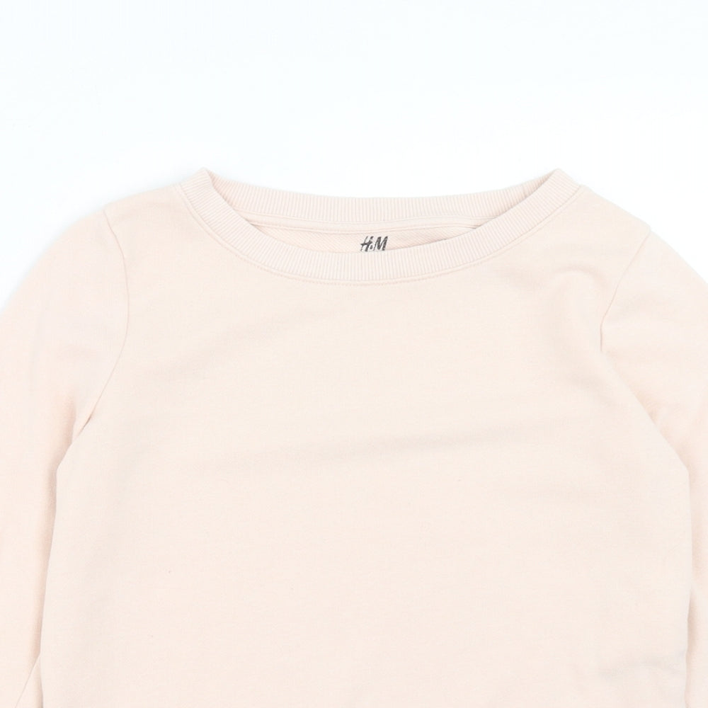 H&M Girls Pink Cotton Pullover Sweatshirt Size 8-9 Years Pullover - 8-10 Years