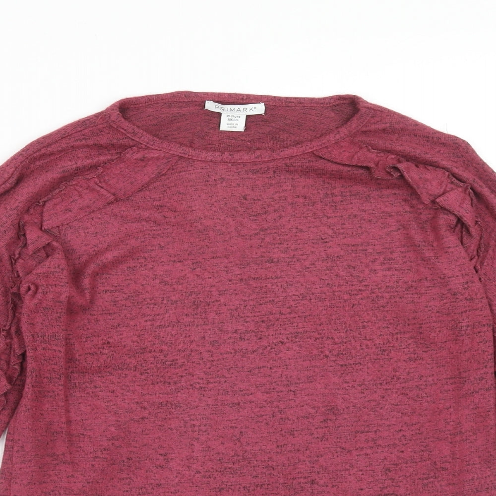 Primark Girls Pink Viscose Pullover T-Shirt Size 10-11 Years Round Neck Pullover