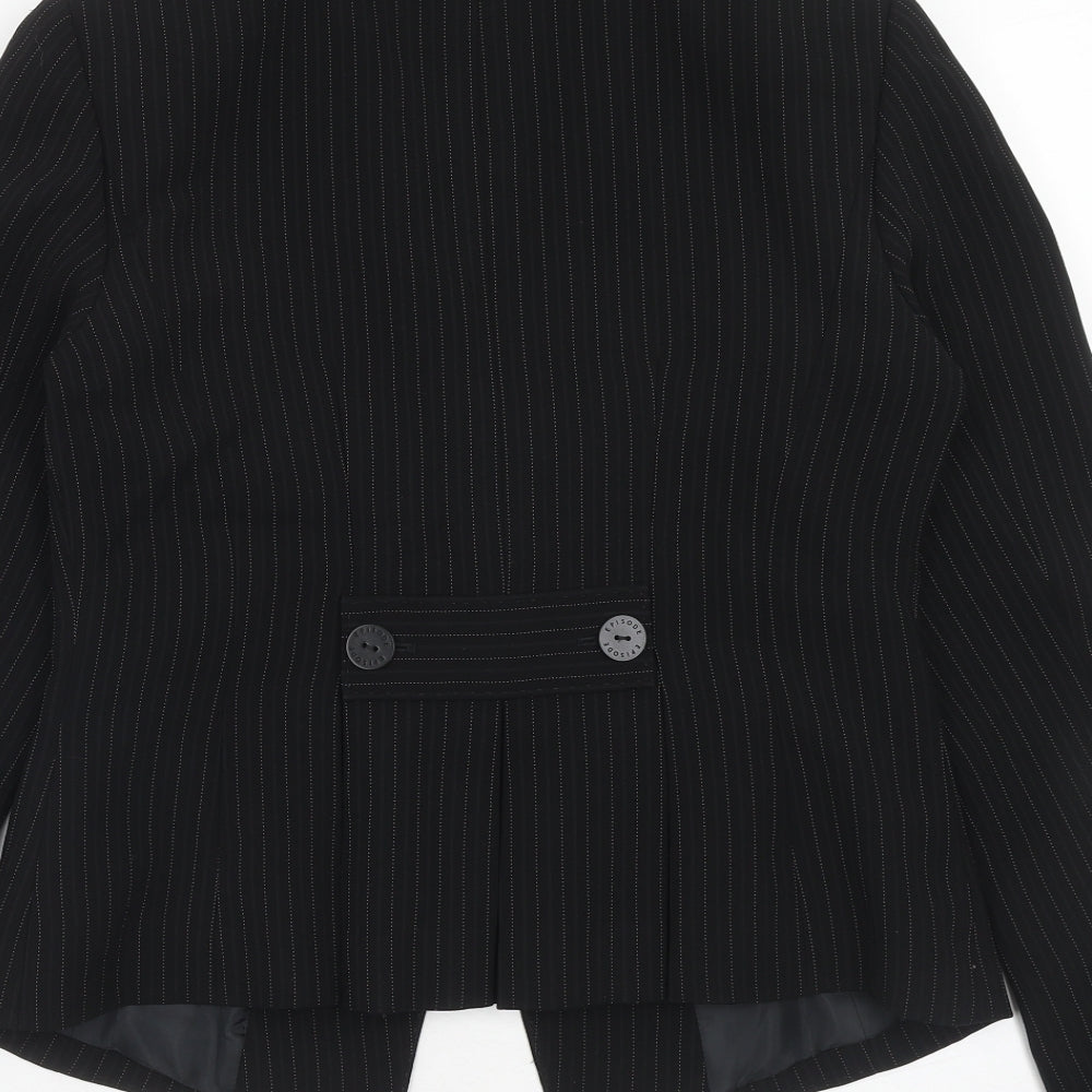 Episode Womens Black Striped Polyacrylate Fibre Jacket Suit Jacket Size 14