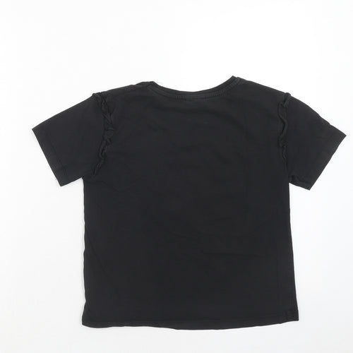 Matalan Girls Black Cotton Basic T-Shirt Size 11 Years Round Neck Pullover - Unicorns Are Real