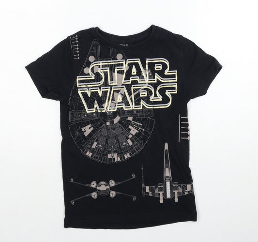 Star Wars Boys Black Cotton Basic T-Shirt Size 6 Years Round Neck Pullover - Star Wars