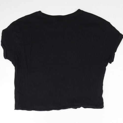 New Look Girls Black Cotton Jersey T-Shirt Size 14-15 Years Round Neck Pullover - Colorado Denver