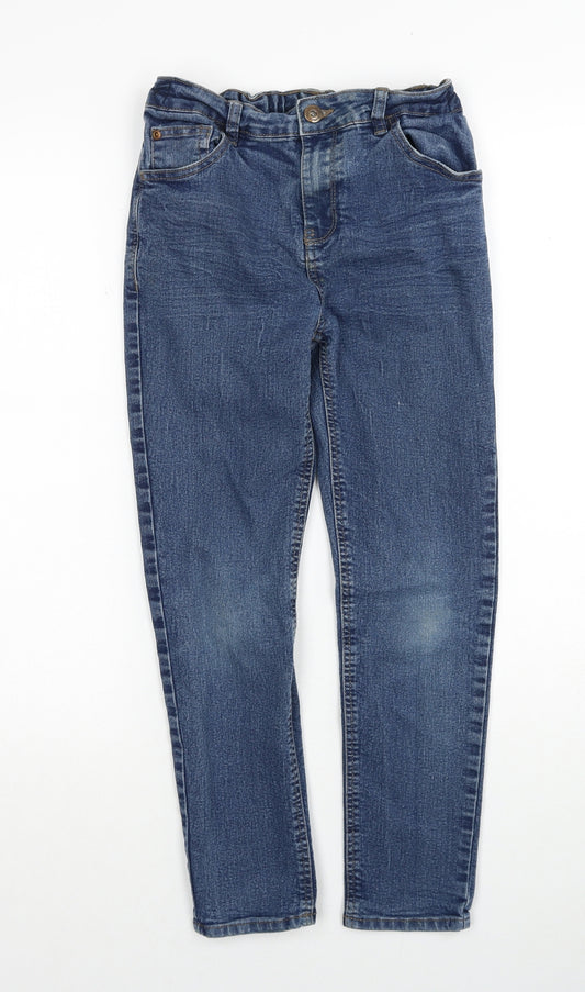 F&F Girls Blue Cotton Straight Jeans Size 10-11 Years Regular Zip