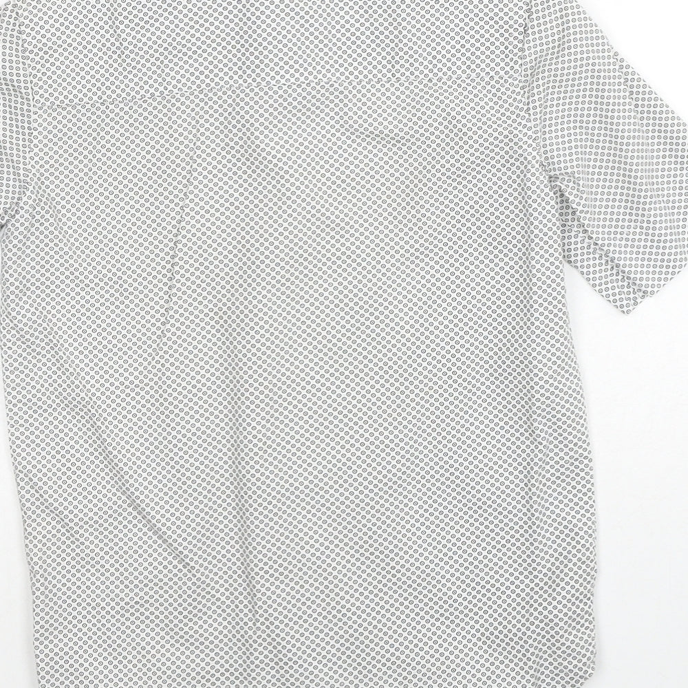 River Island Boys White Geometric Cotton Basic Button-Up Size 8 Years Collared Button