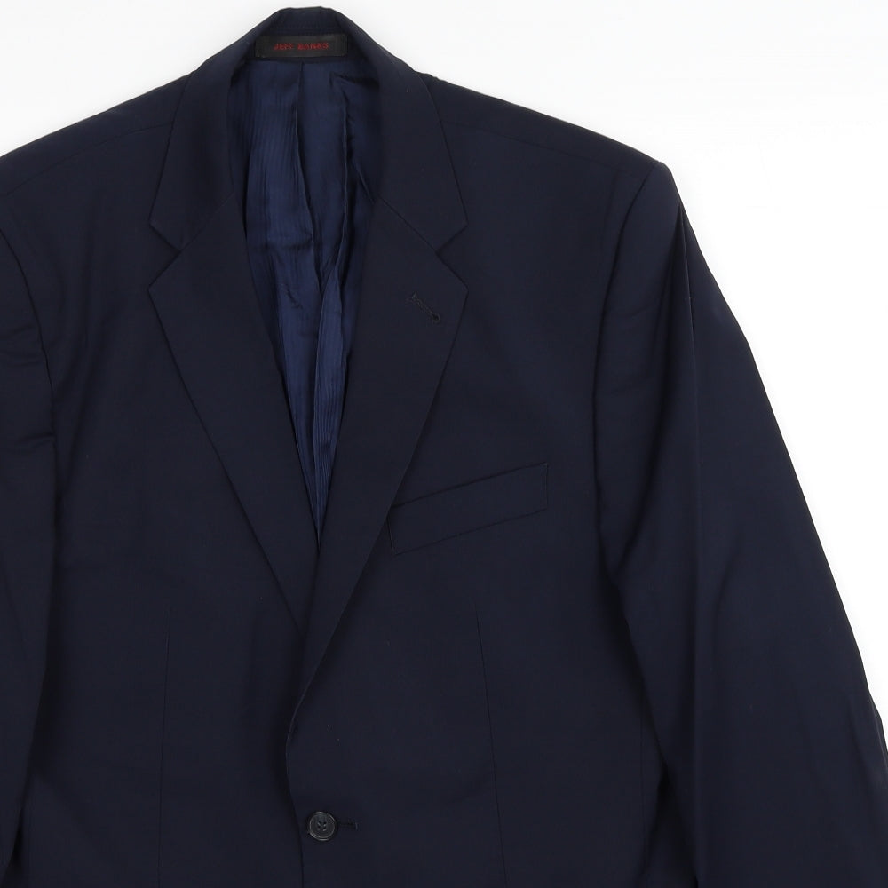 Jeff Banks Mens Blue Polyester Jacket Suit Jacket Size 40 Regular