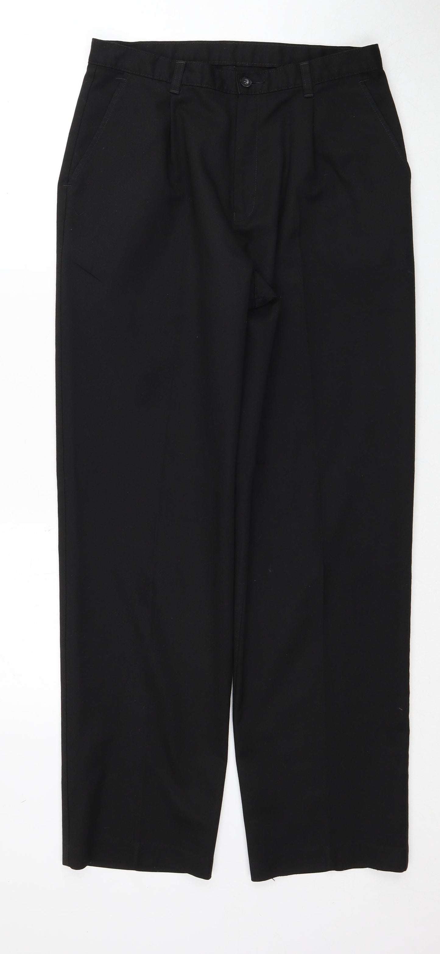 Marks and Spencer Boys Black Polyester Chino Trousers Size 15 Years Regular Zip
