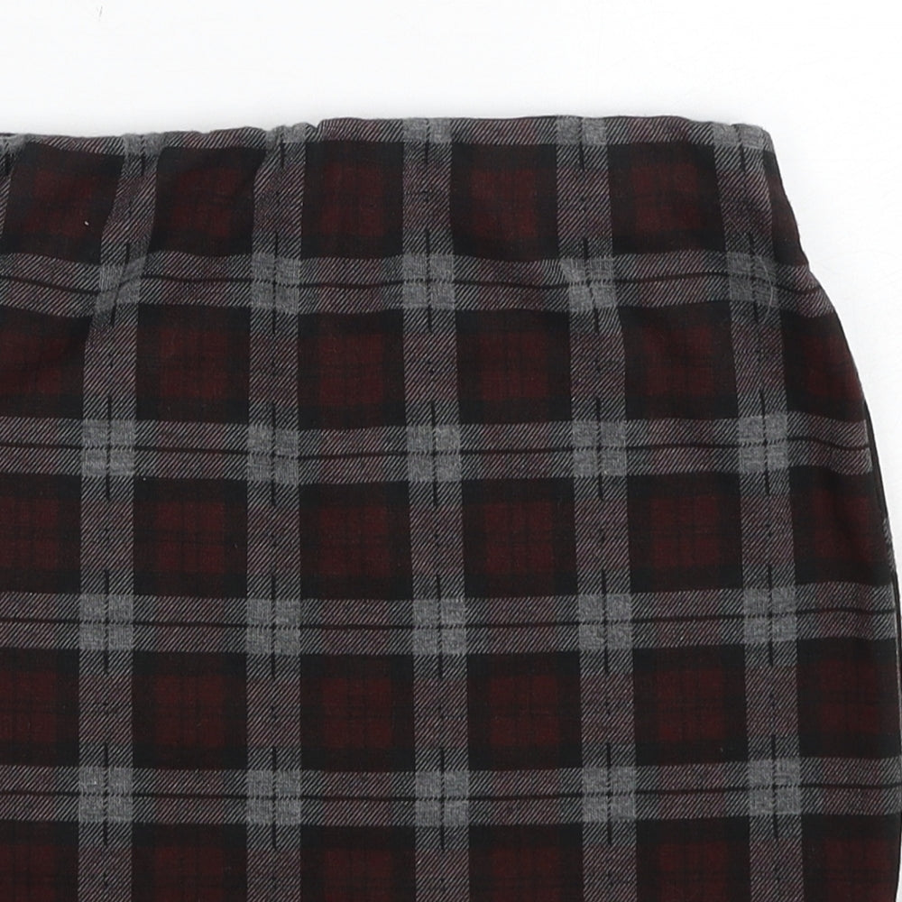 New Look Girls Red Check Polyester Straight & Pencil Skirt Size 12-13 Years Regular Pull On