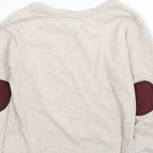 Mini Club Boys Beige Cotton Basic T-Shirt Size 4-5 Years Round Neck Pullover