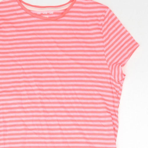 F&F Girls Pink Striped Cotton Basic T-Shirt Size 13-14 Years Round Neck Pullover
