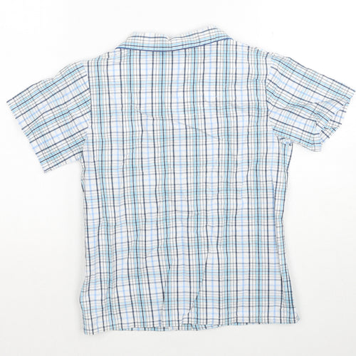 Mothercare Boys Blue Plaid Cotton Basic Button-Up Size 7-8 Years Collared Button - Boat