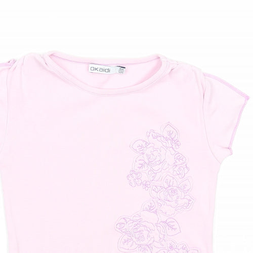 Okaidi Girls Pink Cotton Jersey T-Shirt Size 8 Years Round Neck Pullover