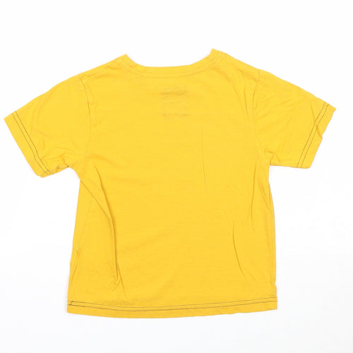 TU Boys Yellow Cotton Basic T-Shirt Size 3 Years Round Neck Pullover - Animal Rugby