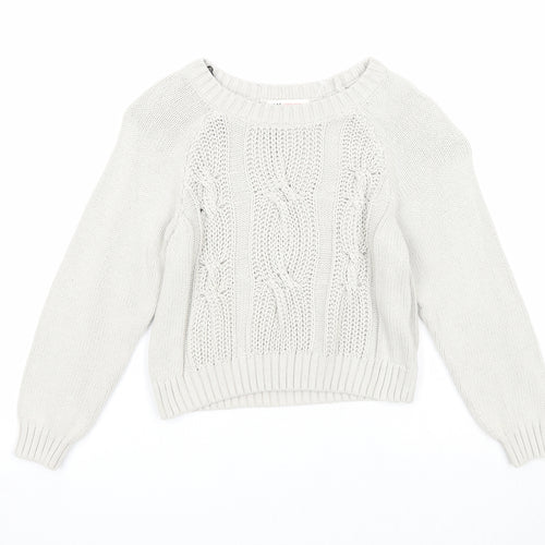 H&M Boys Ivory Round Neck Cotton Pullover Jumper Size 9-10 Years Pullover