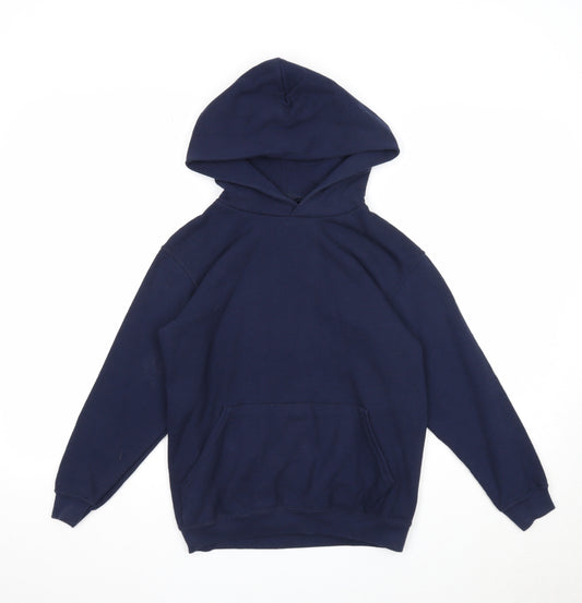 Fruit of the Loom Boys Blue Cotton Pullover Hoodie Size 9 Years Pullover - Size 9-11 Years