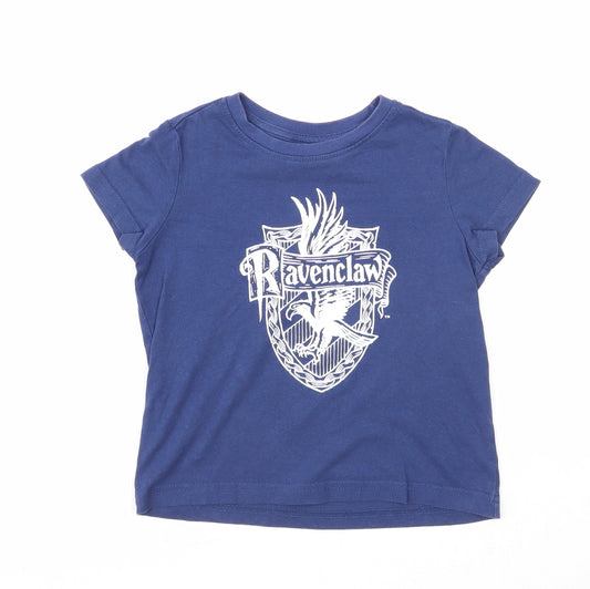 Harry Potter Boys Blue Cotton Basic T-Shirt Size 3-4 Years Round Neck Pullover - Ravenclaw Harry Potter