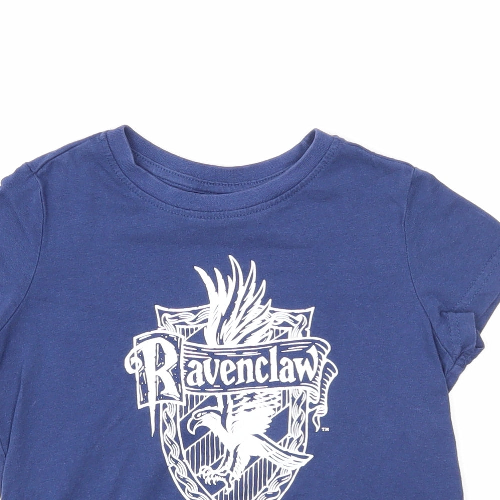 Harry Potter Boys Blue Cotton Basic T-Shirt Size 3-4 Years Round Neck Pullover - Ravenclaw Harry Potter