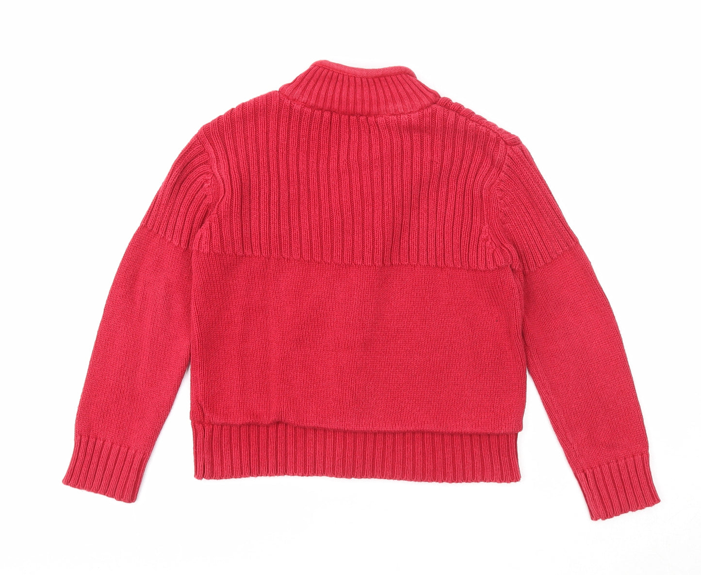 MC Baby Boys Red V-Neck Cotton Full Zip Jumper Size 6 Years Zip