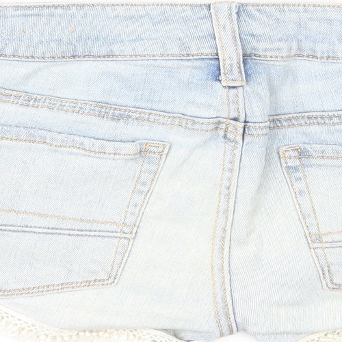 American Eagle Womens Blue Cotton Hot Pants Shorts Size 6 Regular Zip