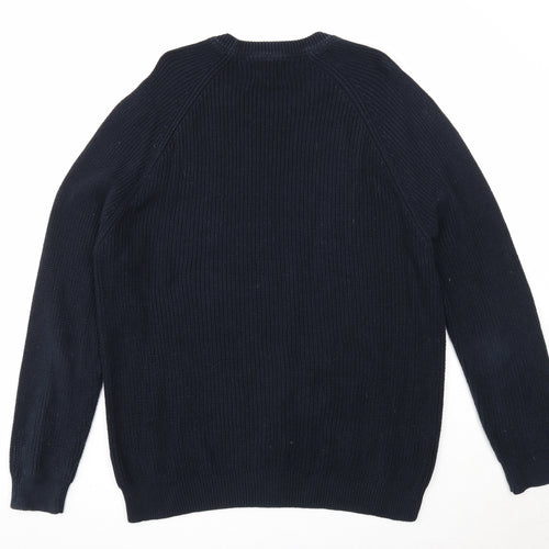 Burton Mens Blue Round Neck Cotton Pullover Jumper Size L Long Sleeve