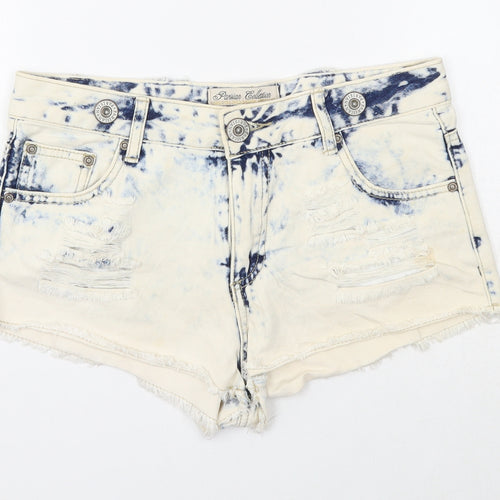 Parisian Collection Womens White Cotton Hot Pants Shorts Size 8 Regular Zip