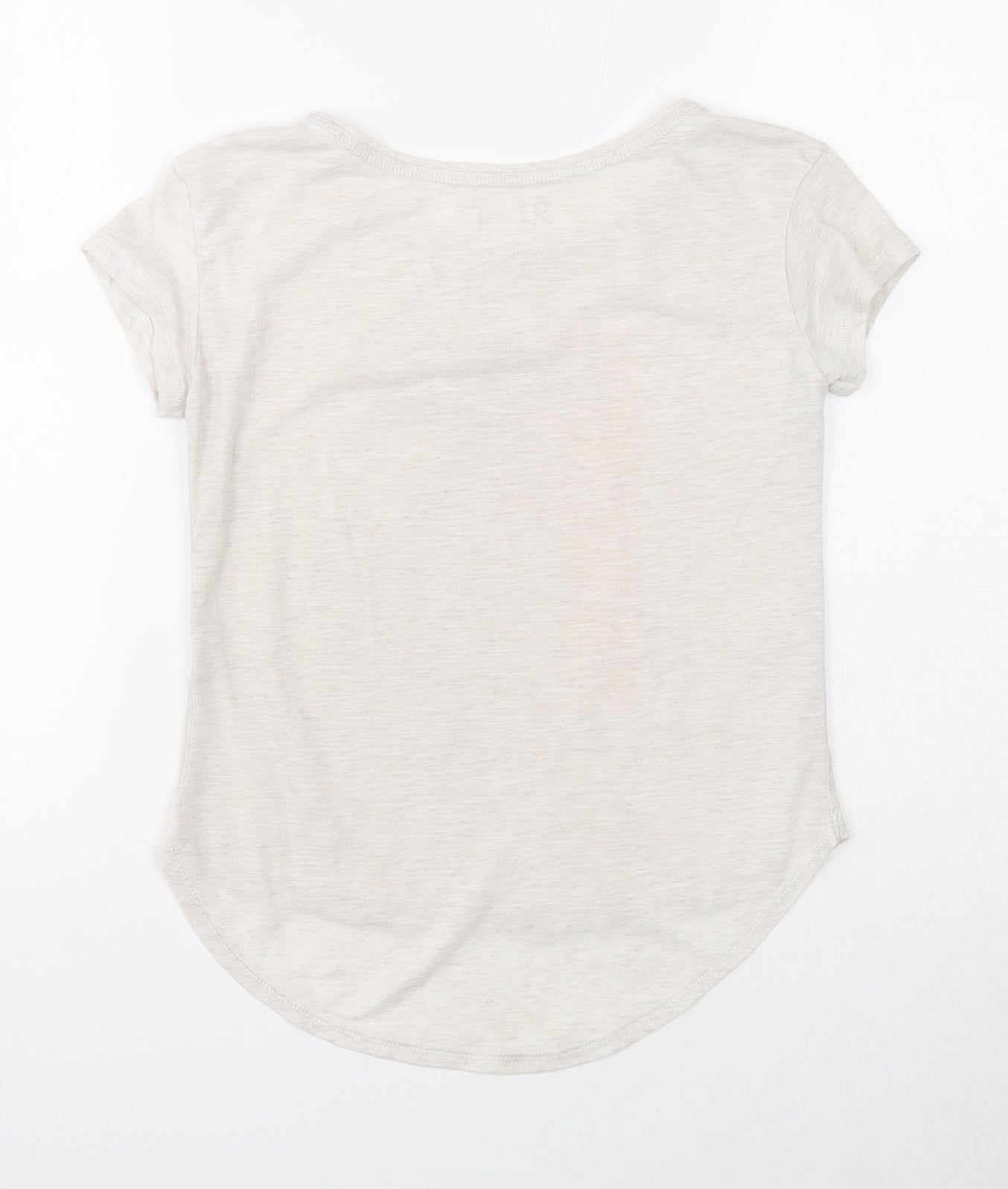 H&M Girls Ivory Cotton Basic T-Shirt Size 9-10 Years Round Neck Pullover - Sweet Tropic Breeze