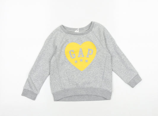 Gap Girls Grey Cotton Pullover Sweatshirt Size 4 Years Pullover - Heart