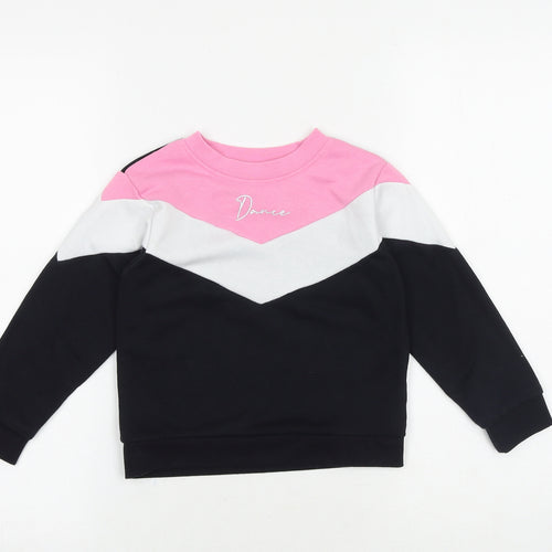 Matalan Girls Black Geometric Cotton Pullover Sweatshirt Size 6-7 Years Pullover - Dance