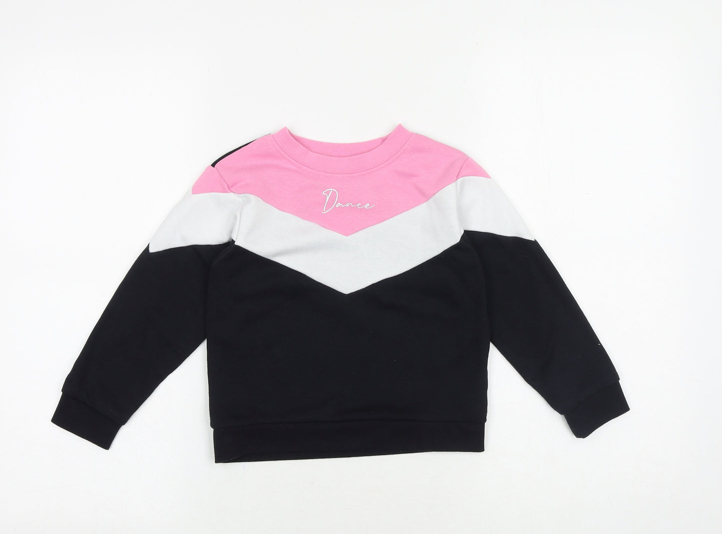 Matalan Girls Black Geometric Cotton Pullover Sweatshirt Size 6-7 Years Pullover - Dance