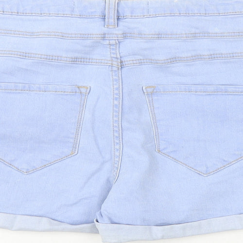 New Look Womens Blue Cotton Hot Pants Shorts Size 10 Regular Zip