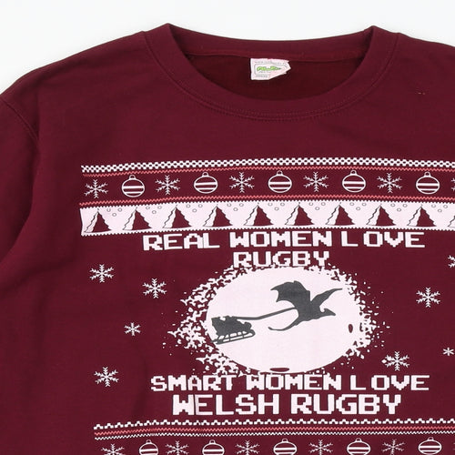 Awdis Mens Purple Cotton Pullover Sweatshirt Size M - Christmas Rugby