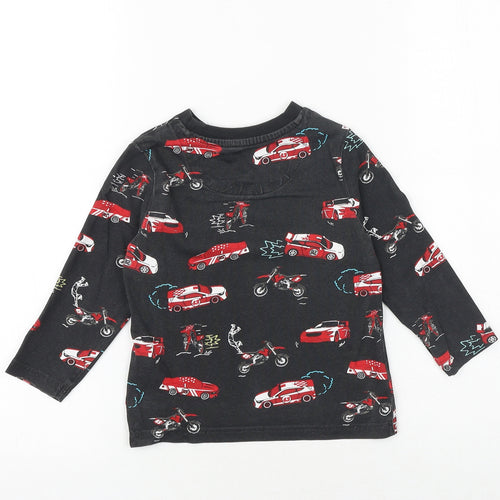 F&F Boys Black Geometric Cotton Basic T-Shirt Size 2-3 Years Roll Neck Pullover - Race Car