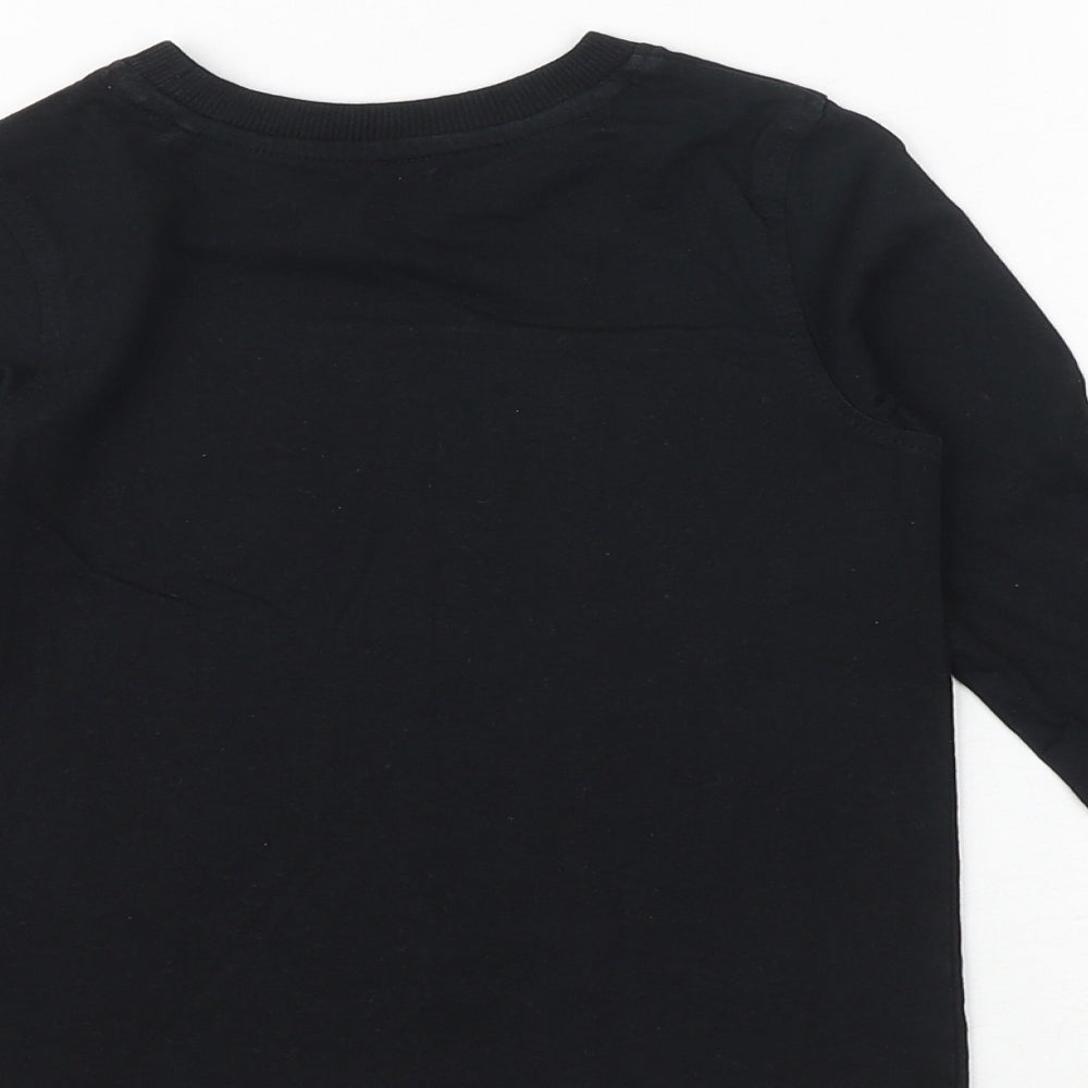 George Boys Black Herringbone 100% Cotton Basic T-Shirt Size 2-3 Years Round Neck Pullover - Cool Kind Welsh
