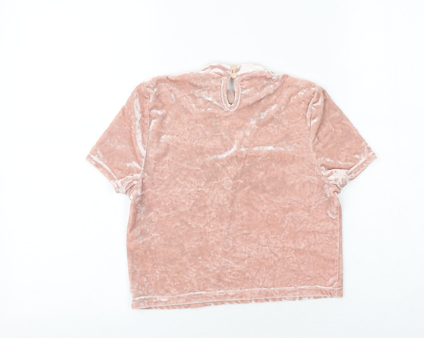 New Look Girls Pink Polyester Basic T-Shirt Size 9 Years V-Neck Button