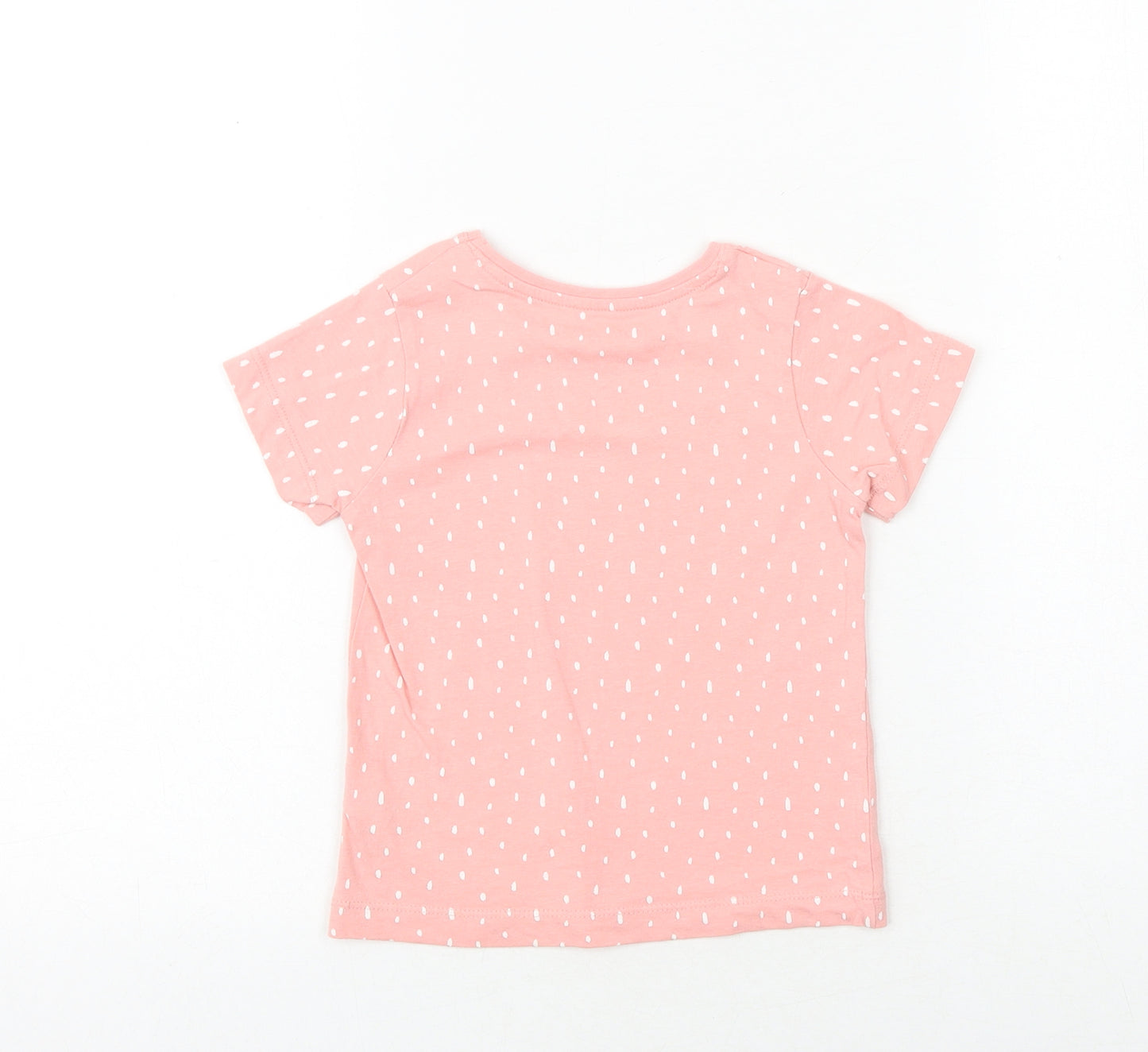 Primark Girls Pink Geometric 100% Cotton Basic T-Shirt Size 2-3 Years Round Neck Pullover - Smile & Pass It On