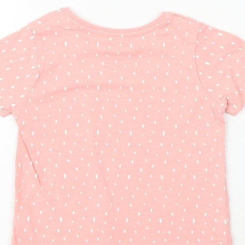 Primark Girls Pink Geometric 100% Cotton Basic T-Shirt Size 2-3 Years Round Neck Pullover - Smile & Pass It On