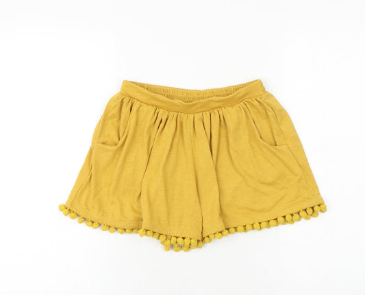 Matalan Girls Yellow Cotton Sweat Shorts Size 9 Years Regular