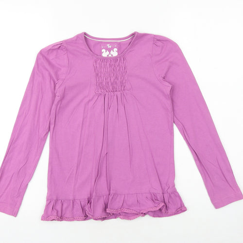 TU Girls Purple 100% Cotton Basic T-Shirt Size 10 Years Round Neck Pullover