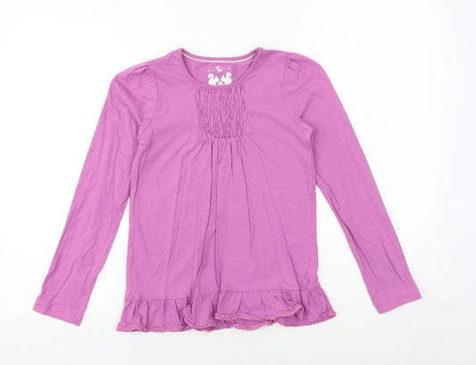 TU Girls Purple 100% Cotton Basic T-Shirt Size 10 Years Round Neck Pullover