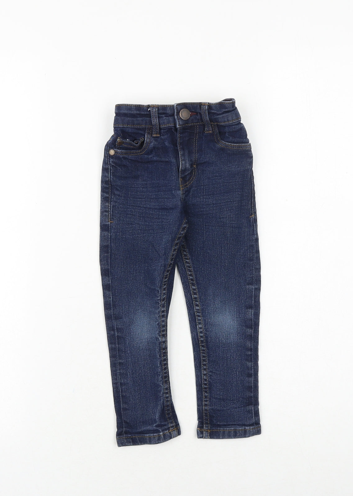 NEXT Boys Blue Cotton Skinny Jeans Size 3 Years Regular Zip