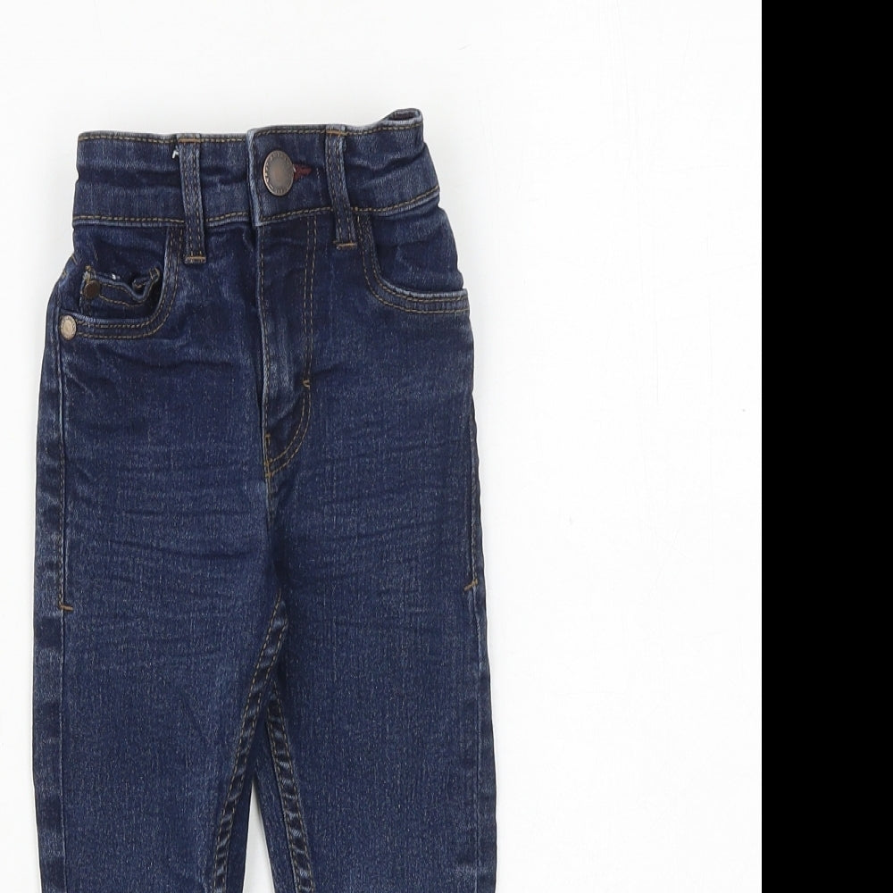 NEXT Boys Blue Cotton Skinny Jeans Size 3 Years Regular Zip