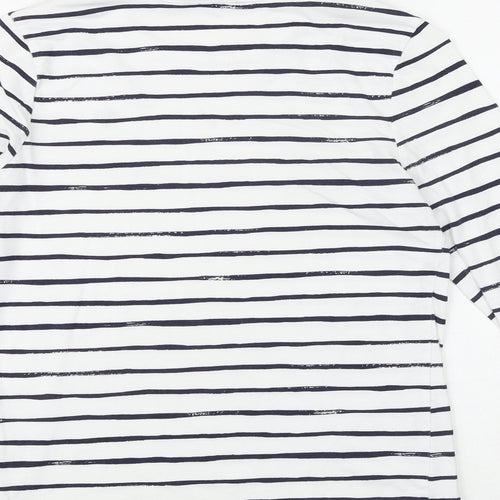George Girls White Striped 100% Cotton Basic T-Shirt Size 13-14 Years Round Neck Pullover - Heart
