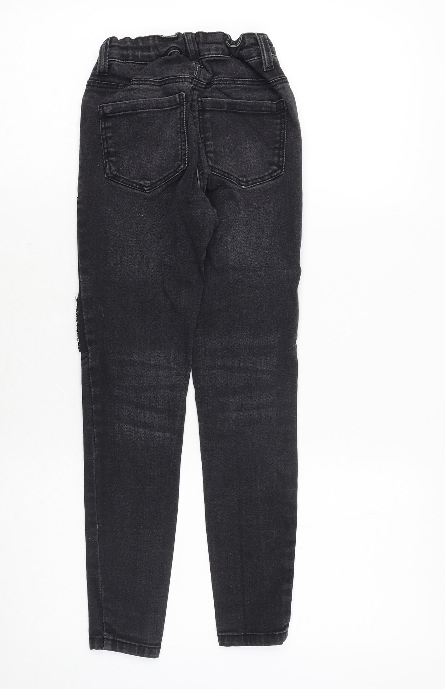 TU Girls Black Cotton Skinny Jeans Size 9 Years Regular Zip