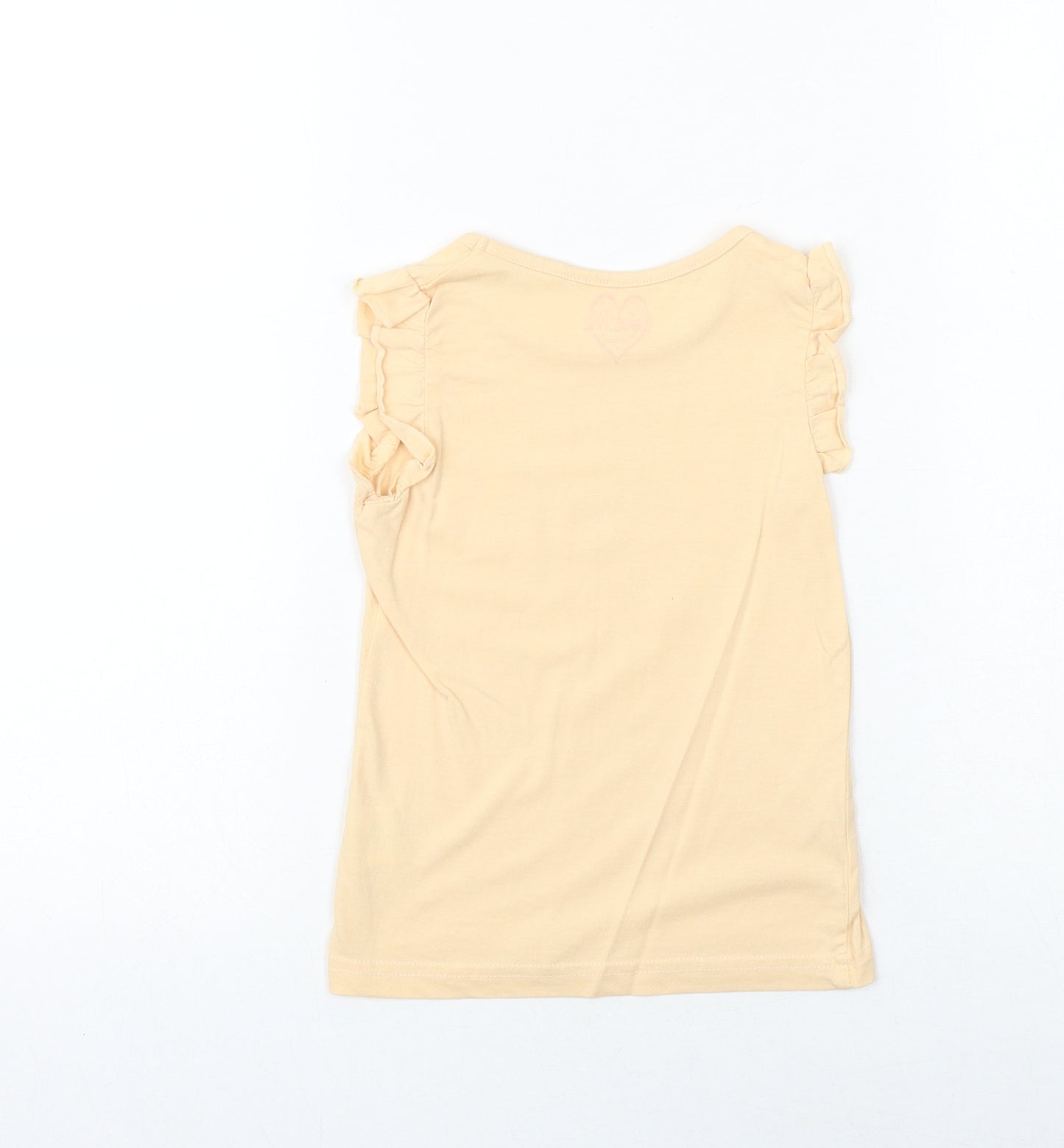 Love Me Girls Orange 100% Cotton Basic T-Shirt Size 3-4 Years Round Neck Pullover - Heart