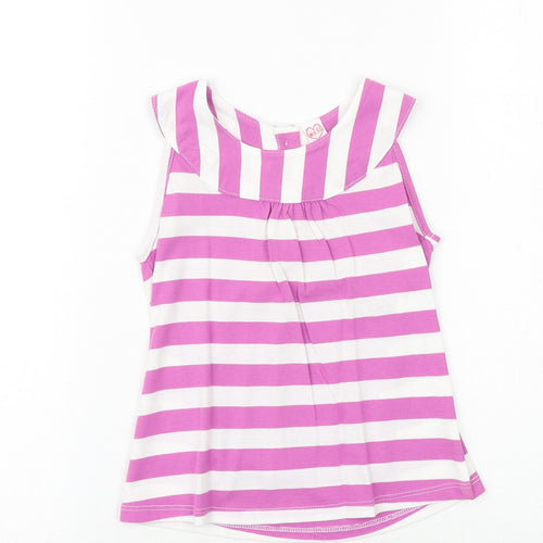 Love Me Girls Pink Striped 100% Cotton Basic Tank Size 3-4 Years Round Neck Button