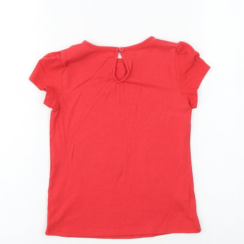 Nutmeg Girls Red Cotton Basic T-Shirt Size 5-6 Years Round Neck Pullover
