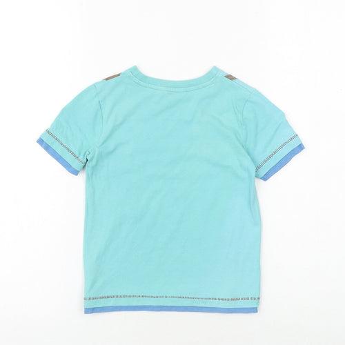George Boys Blue 100% Cotton Basic T-Shirt Size 3-4 Years Roll Neck Pullover - Little Cheeky Chimp