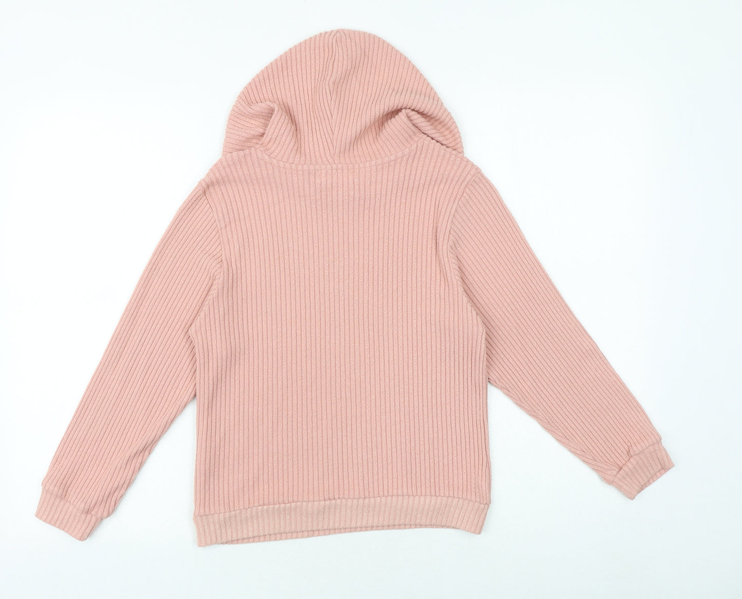 H&M Girls Pink Viscose Pullover Hoodie Size 8-9 Years Pullover