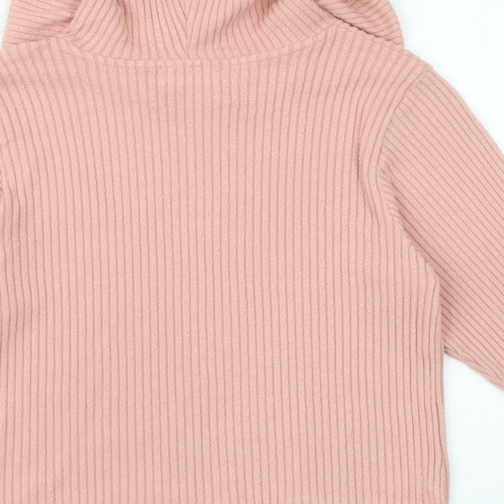 H&M Girls Pink Viscose Pullover Hoodie Size 8-9 Years Pullover