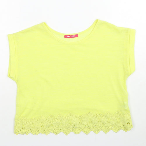 Young Dimension Girls Yellow Polyester Basic T-Shirt Size 10-11 Years Round Neck Pullover