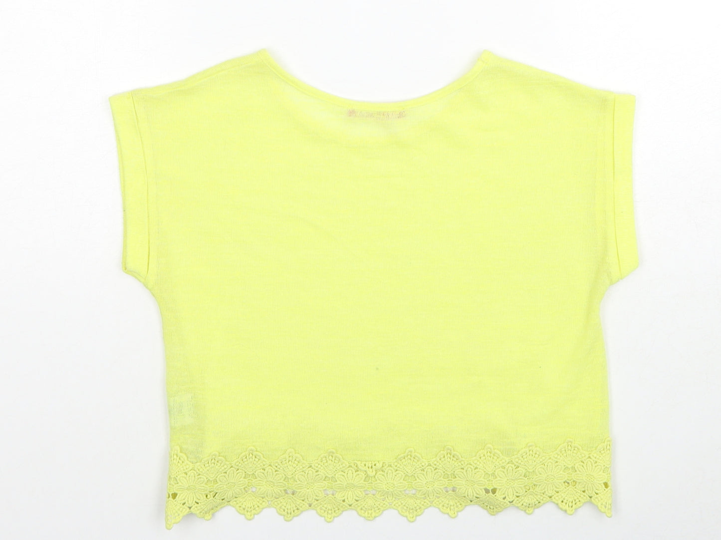Young Dimension Girls Yellow Polyester Basic T-Shirt Size 10-11 Years Round Neck Pullover
